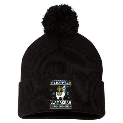 Happy Llamakkah Llama Alpaca Hanukkah Ugly Sweater Chanukah  Pom Pom 12in Knit Beanie