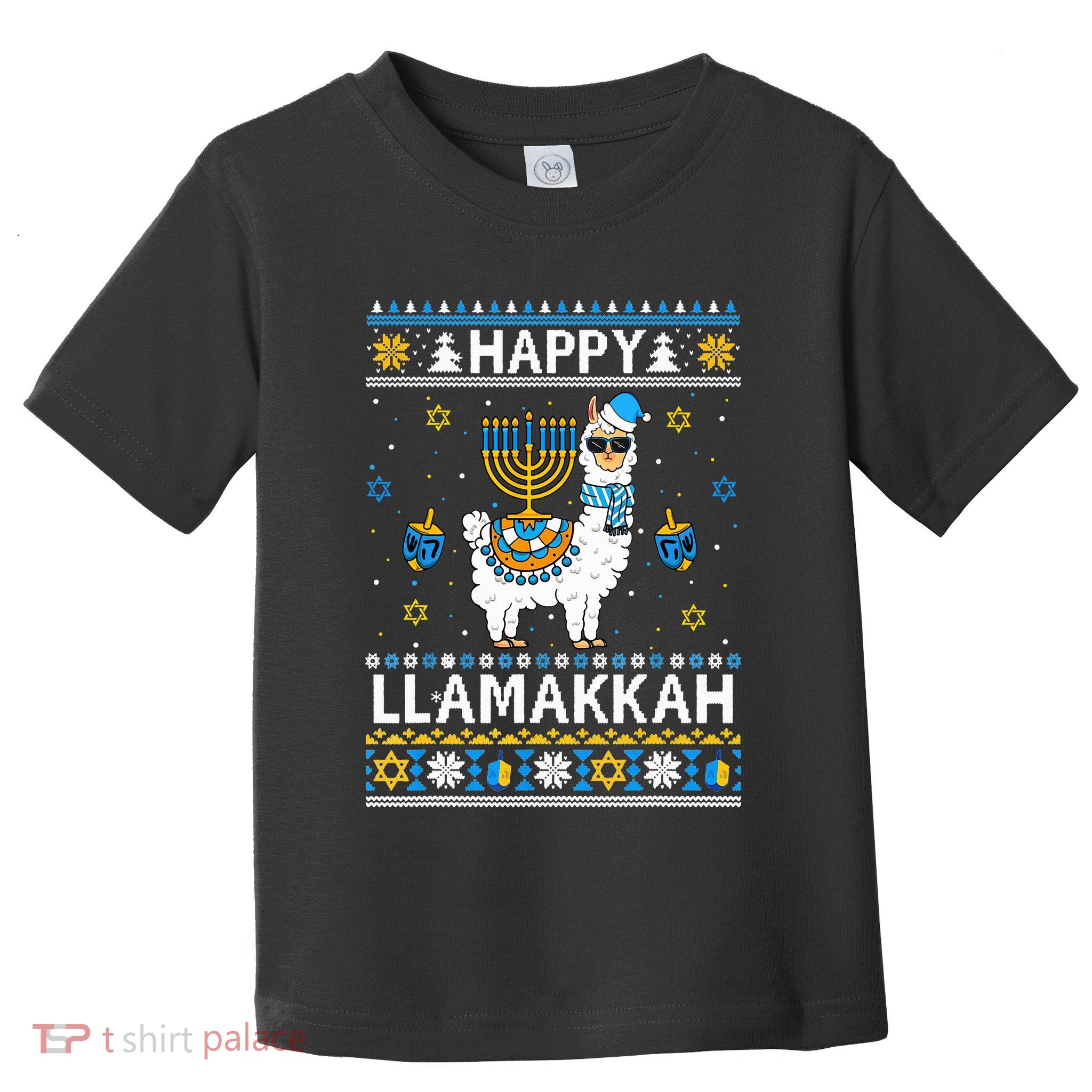 Happy Llamakkah Llama Alpaca Hanukkah Ugly Sweater Chanukah  Toddler T-Shirt