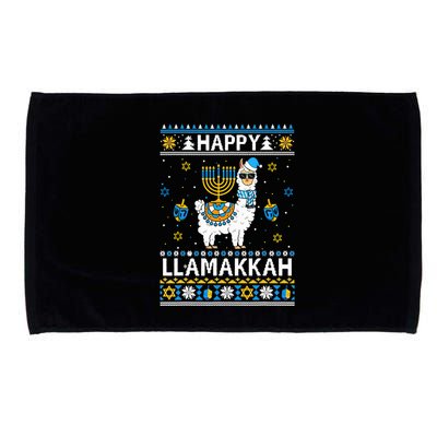 Happy Llamakkah Llama Alpaca Hanukkah Ugly Sweater Chanukah  Microfiber Hand Towel