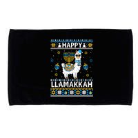Happy Llamakkah Llama Alpaca Hanukkah Ugly Sweater Chanukah  Microfiber Hand Towel