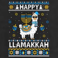 Happy Llamakkah Llama Alpaca Hanukkah Ugly Sweater Chanukah  Microfiber Hand Towel