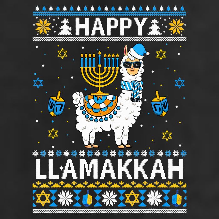 Happy Llamakkah Llama Alpaca Hanukkah Ugly Sweater Chanukah  Microfiber Hand Towel