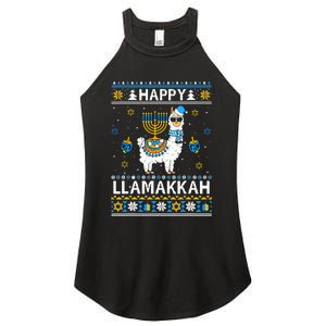 Happy Llamakkah Llama Alpaca Hanukkah Ugly Sweater Chanukah  Women's Perfect Tri Rocker Tank