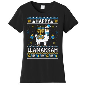 Happy Llamakkah Llama Alpaca Hanukkah Ugly Sweater Chanukah  Women's T-Shirt