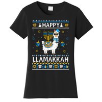 Happy Llamakkah Llama Alpaca Hanukkah Ugly Sweater Chanukah  Women's T-Shirt