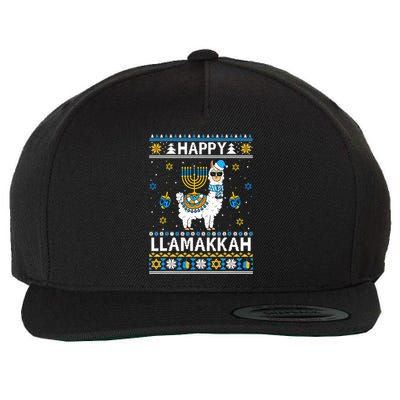Happy Llamakkah Llama Alpaca Hanukkah Ugly Sweater Chanukah  Wool Snapback Cap