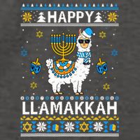 Happy Llamakkah Llama Alpaca Hanukkah Ugly Sweater Chanukah  Vector Backpack
