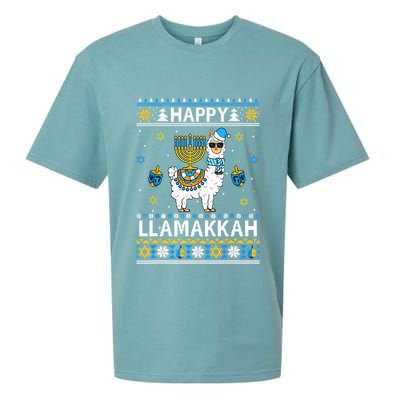 Happy Llamakkah Llama Alpaca Hanukkah Ugly Sweater Chanukah  Sueded Cloud Jersey T-Shirt