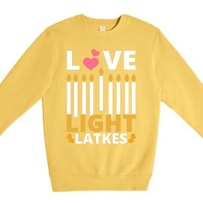 Hanukkah Love Light Latkes Gift Premium Crewneck Sweatshirt