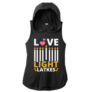 Hanukkah Love Light Latkes Gift Ladies PosiCharge Tri-Blend Wicking Draft Hoodie Tank