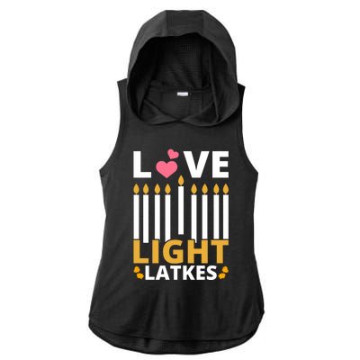 Hanukkah Love Light Latkes Gift Ladies PosiCharge Tri-Blend Wicking Draft Hoodie Tank