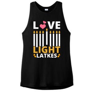 Hanukkah Love Light Latkes Gift Ladies PosiCharge Tri-Blend Wicking Tank