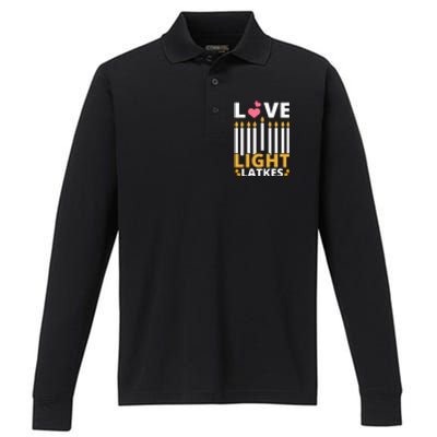 Hanukkah Love Light Latkes Gift Performance Long Sleeve Polo