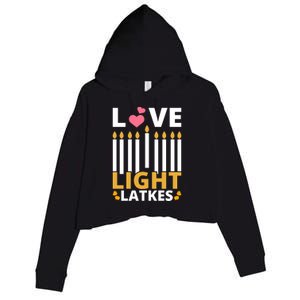 Hanukkah Love Light Latkes Gift Crop Fleece Hoodie