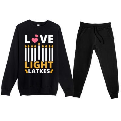 Hanukkah Love Light Latkes Gift Premium Crewneck Sweatsuit Set