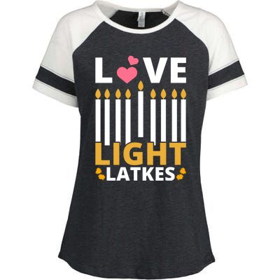 Hanukkah Love Light Latkes Gift Enza Ladies Jersey Colorblock Tee