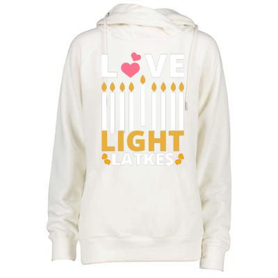 Hanukkah Love Light Latkes Gift Womens Funnel Neck Pullover Hood