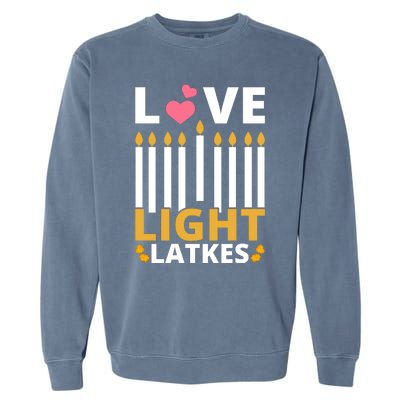 Hanukkah Love Light Latkes Gift Garment-Dyed Sweatshirt