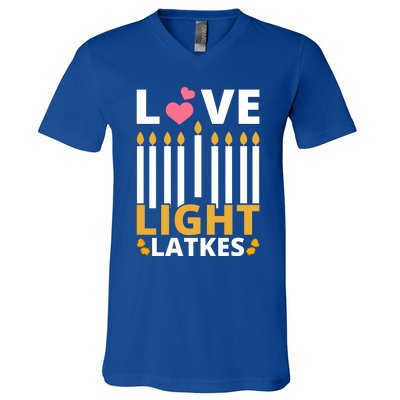 Hanukkah Love Light Latkes Gift V-Neck T-Shirt