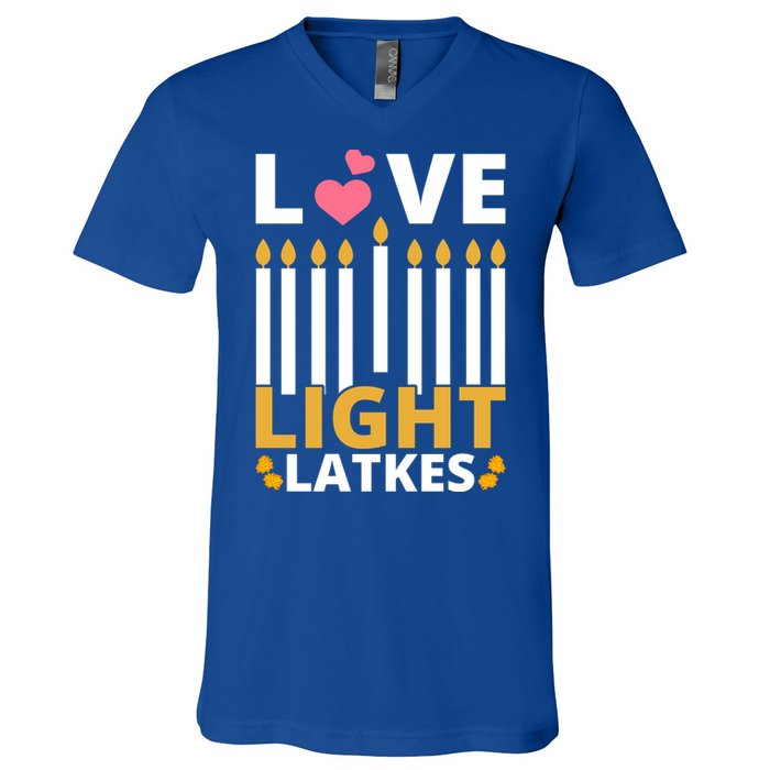 Hanukkah Love Light Latkes Gift V-Neck T-Shirt