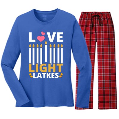 Hanukkah Love Light Latkes Gift Women's Long Sleeve Flannel Pajama Set 