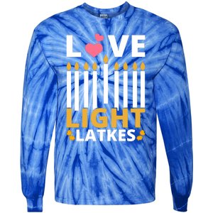 Hanukkah Love Light Latkes Gift Tie-Dye Long Sleeve Shirt