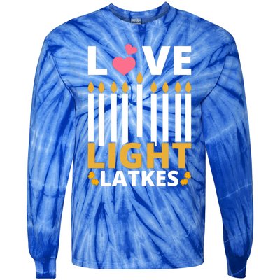 Hanukkah Love Light Latkes Gift Tie-Dye Long Sleeve Shirt