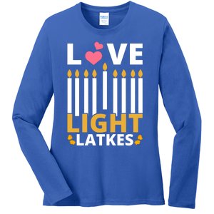 Hanukkah Love Light Latkes Gift Ladies Long Sleeve Shirt