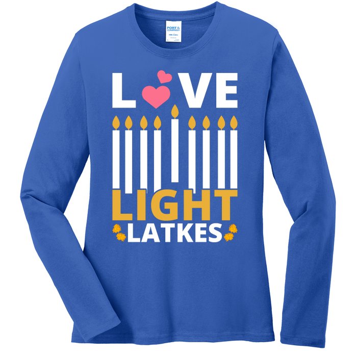 Hanukkah Love Light Latkes Gift Ladies Long Sleeve Shirt