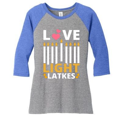 Hanukkah Love Light Latkes Gift Women's Tri-Blend 3/4-Sleeve Raglan Shirt