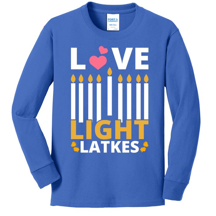 Hanukkah Love Light Latkes Gift Kids Long Sleeve Shirt