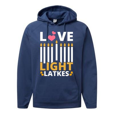 Hanukkah Love Light Latkes Gift Performance Fleece Hoodie