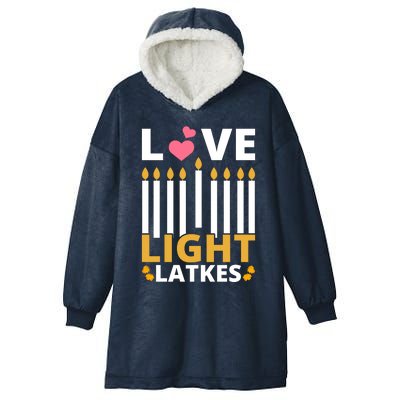 Hanukkah Love Light Latkes Gift Hooded Wearable Blanket