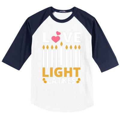 Hanukkah Love Light Latkes Gift Baseball Sleeve Shirt