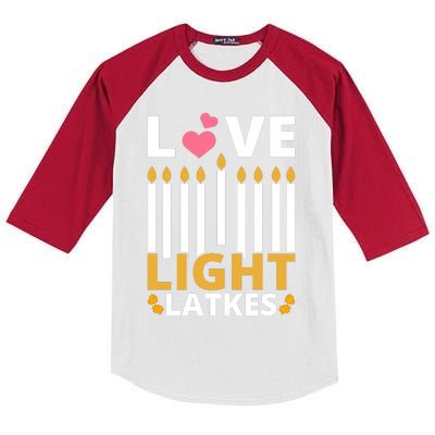 Hanukkah Love Light Latkes Gift Kids Colorblock Raglan Jersey