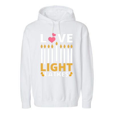 Hanukkah Love Light Latkes Gift Garment-Dyed Fleece Hoodie