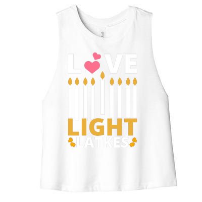 Hanukkah Love Light Latkes Gift Women's Racerback Cropped Tank