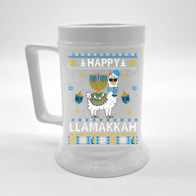 Happy Llamakkah Llama Alpaca Hanukkah Ugly Sweater Chanukah  Beer Stein