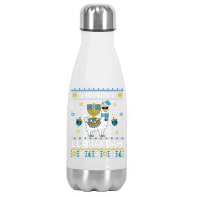 Happy Llamakkah Llama Alpaca Hanukkah Ugly Sweater Chanukah  Stainless Steel Insulated Water Bottle