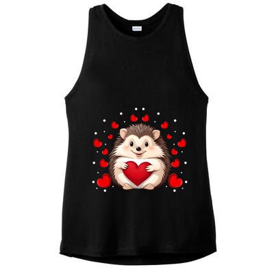 Hedgehog Lover Love Hearts Hedgehog Valentines Day Gift Ladies PosiCharge Tri-Blend Wicking Tank