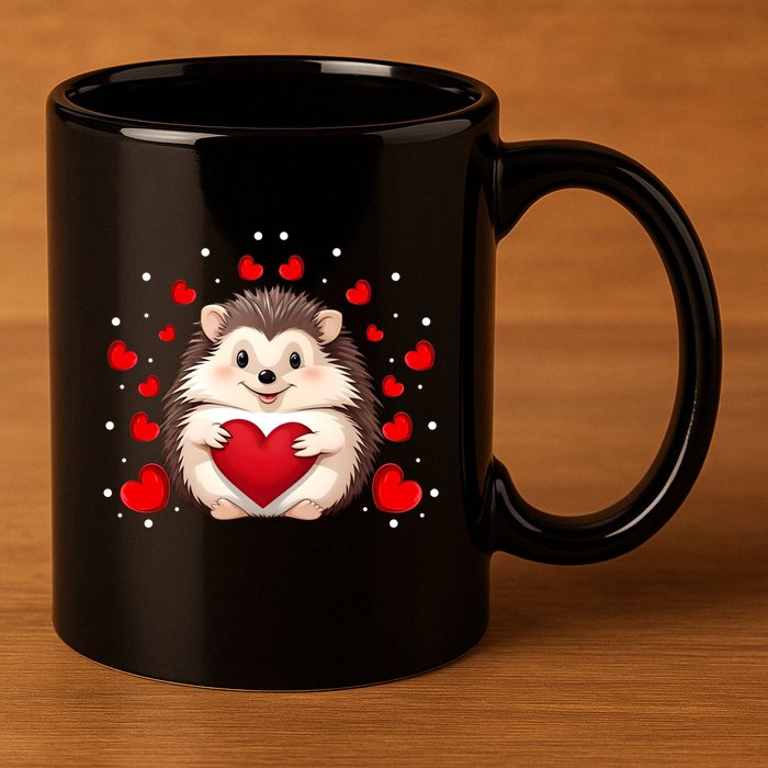 Hedgehog Lover Love Hearts Hedgehog Valentines Day Gift 11oz C Handle Ceramic Mug