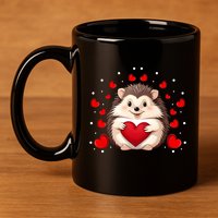 Hedgehog Lover Love Hearts Hedgehog Valentines Day Gift 11oz C Handle Ceramic Mug