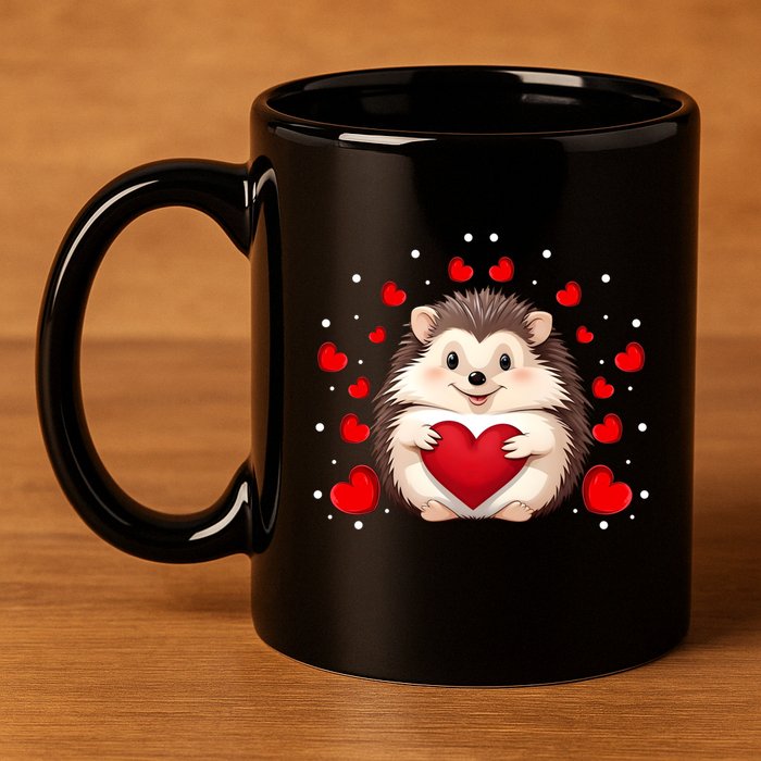 Hedgehog Lover Love Hearts Hedgehog Valentines Day Gift 11oz C Handle Ceramic Mug