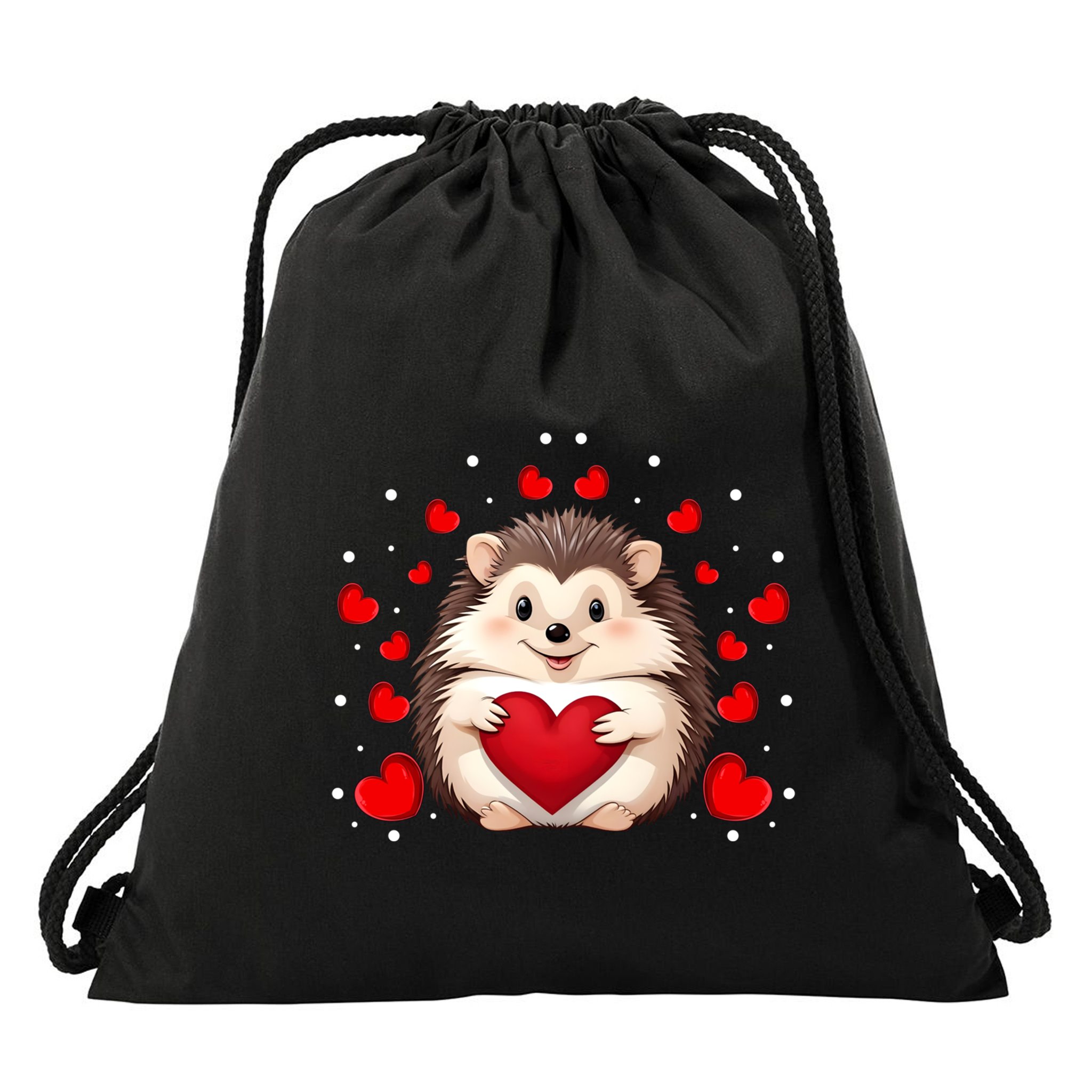 Hedgehog Lover Love Hearts Hedgehog Valentines Day Gift Drawstring Bag