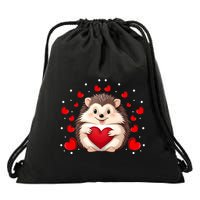 Hedgehog Lover Love Hearts Hedgehog Valentines Day Gift Drawstring Bag