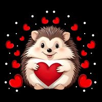 Hedgehog Lover Love Hearts Hedgehog Valentines Day Gift Drawstring Bag