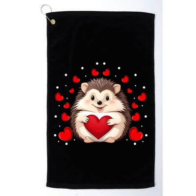 Hedgehog Lover Love Hearts Hedgehog Valentines Day Gift Golf Towel