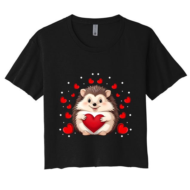 Hedgehog Lover Love Hearts Hedgehog Valentines Day Gift Crop Top