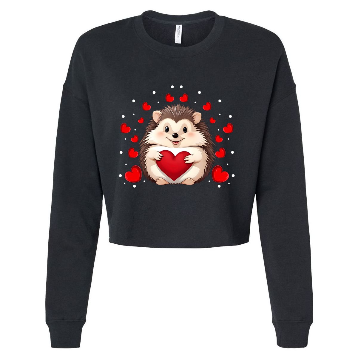 Hedgehog Lover Love Hearts Hedgehog Valentines Day Gift Cropped Pullover Crew
