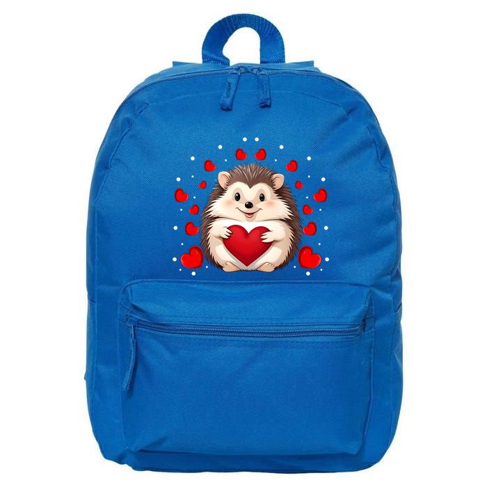 Hedgehog Lover Love Hearts Hedgehog Valentines Day Gift 16 in Basic Backpack